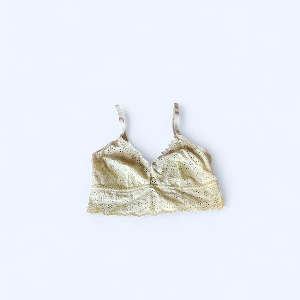 Yellow‎ eyelet crop bralette top with adjustable straps size L by Colsie